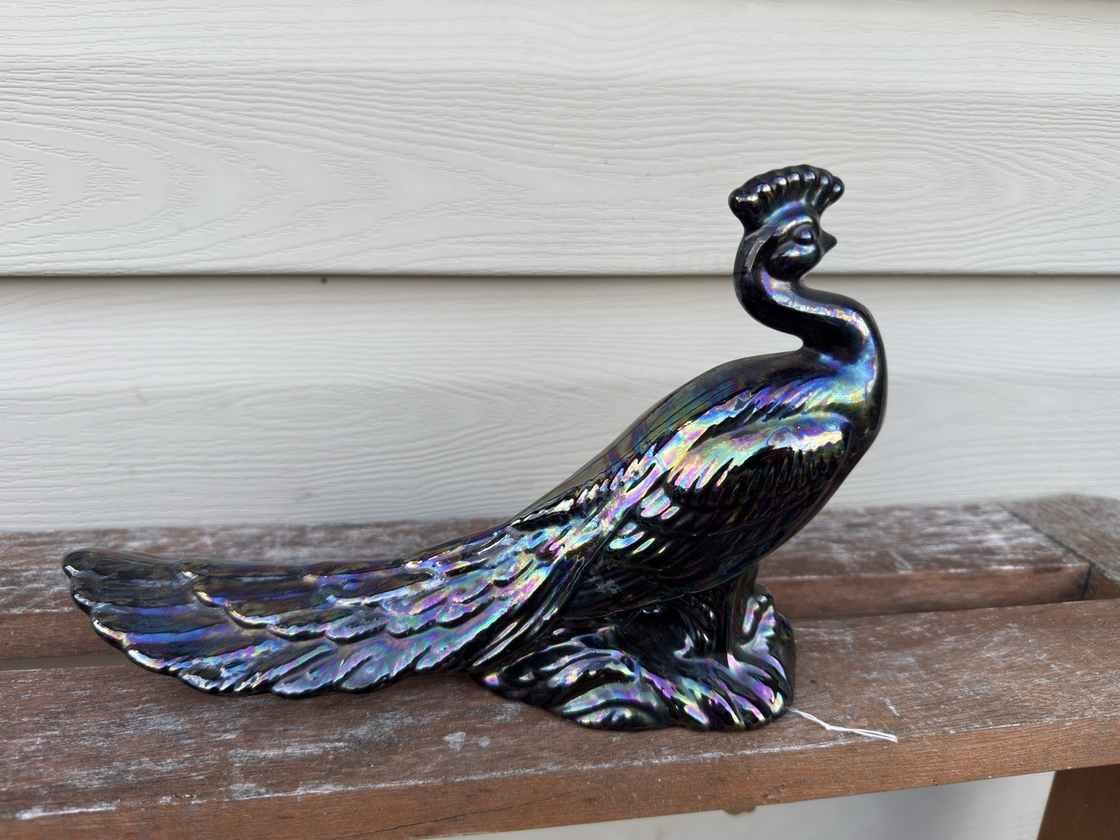 Lusterweqr Peacock Figurine Home Decor Black Vintage Style