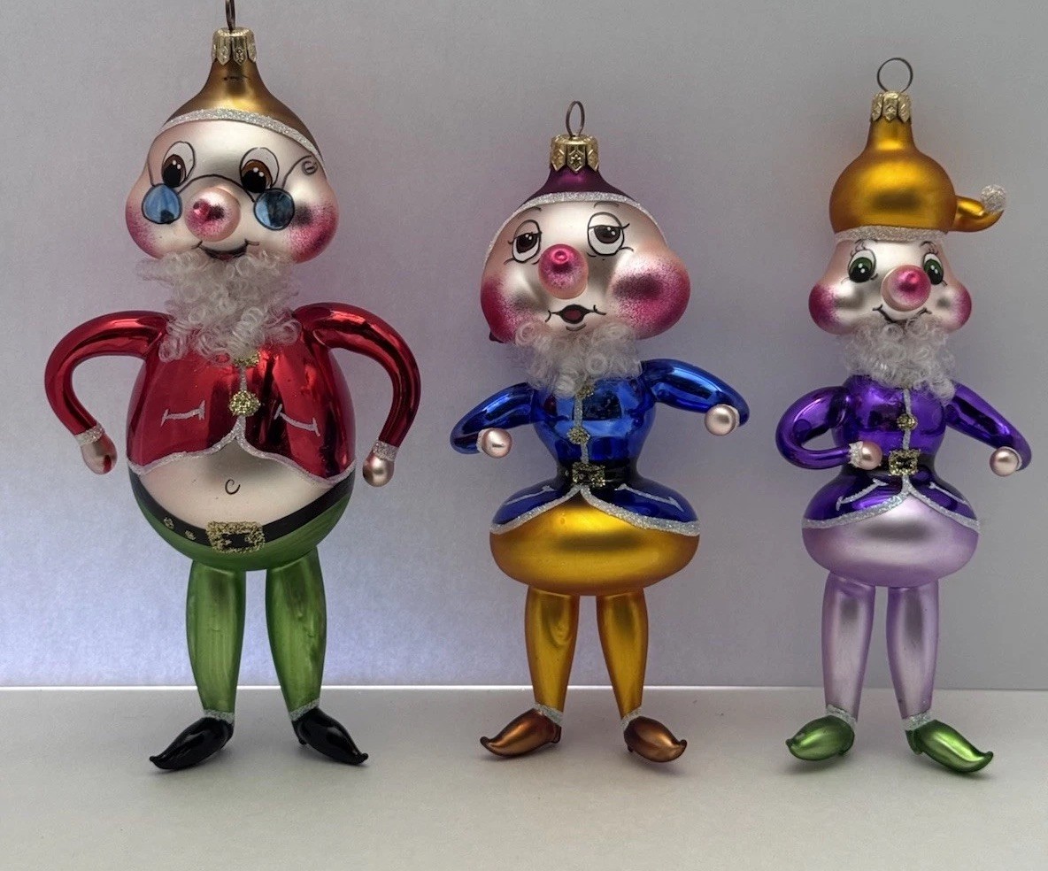 Christopher Radko “Hi Ho Trio” Ornaments Lot Of 3 Christmas Italian