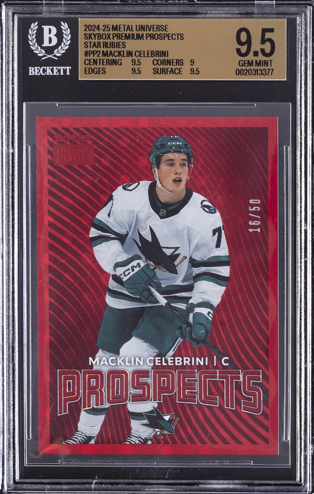 2024-25 METAL UNIVERSE SKYBOX PREMIUM PROSPECTS #PP2 MACKLIN CELEBRINI BGS 9.5