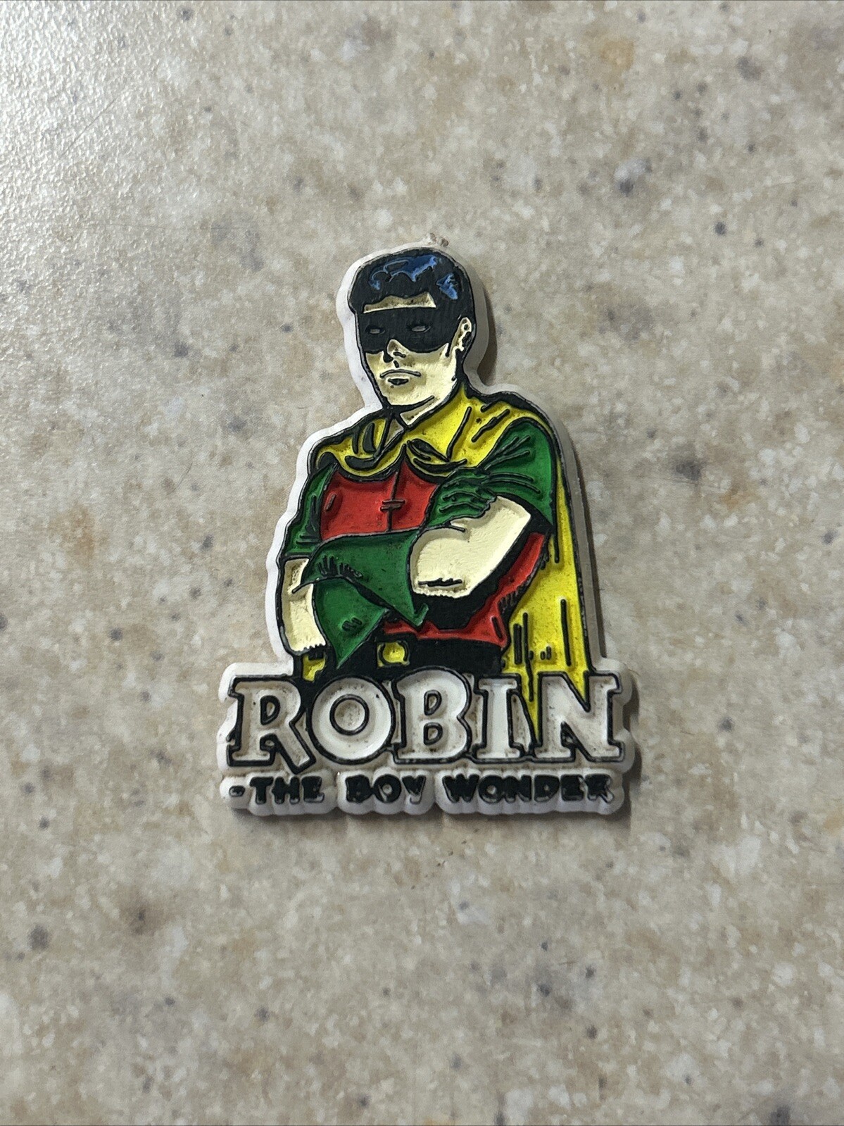 1970'S ROBIN Die-Cut Plastic Magnet / Stick-On SUPER FRIENDS SUPER VILLAINS