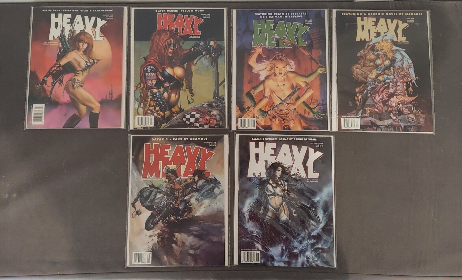 Heavy Metal Magazine 1998 Lot Of 6 Jan Mar May July Sept Nov VG/F Bagged/Boarded