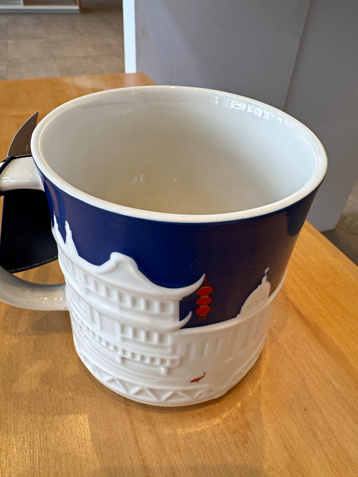 Starbucks Shanghai City Mug Blue & White Embossed Ceramic Coffee & Tea Mug Starbucks Shanghai City Mug Blue & White Embossed Ceramic Coffee & Tea Mug