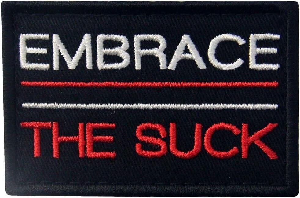 Embrace The Suck Red and Black Polyester Morale Tactical Patch Hook and Loop