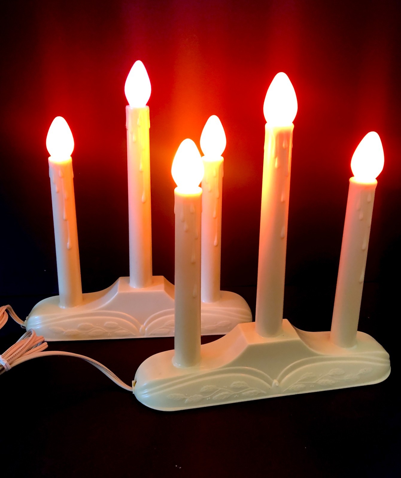 Vintage Noma Christmas 3 Light Candolier  Two Sets In Original Boxes Working