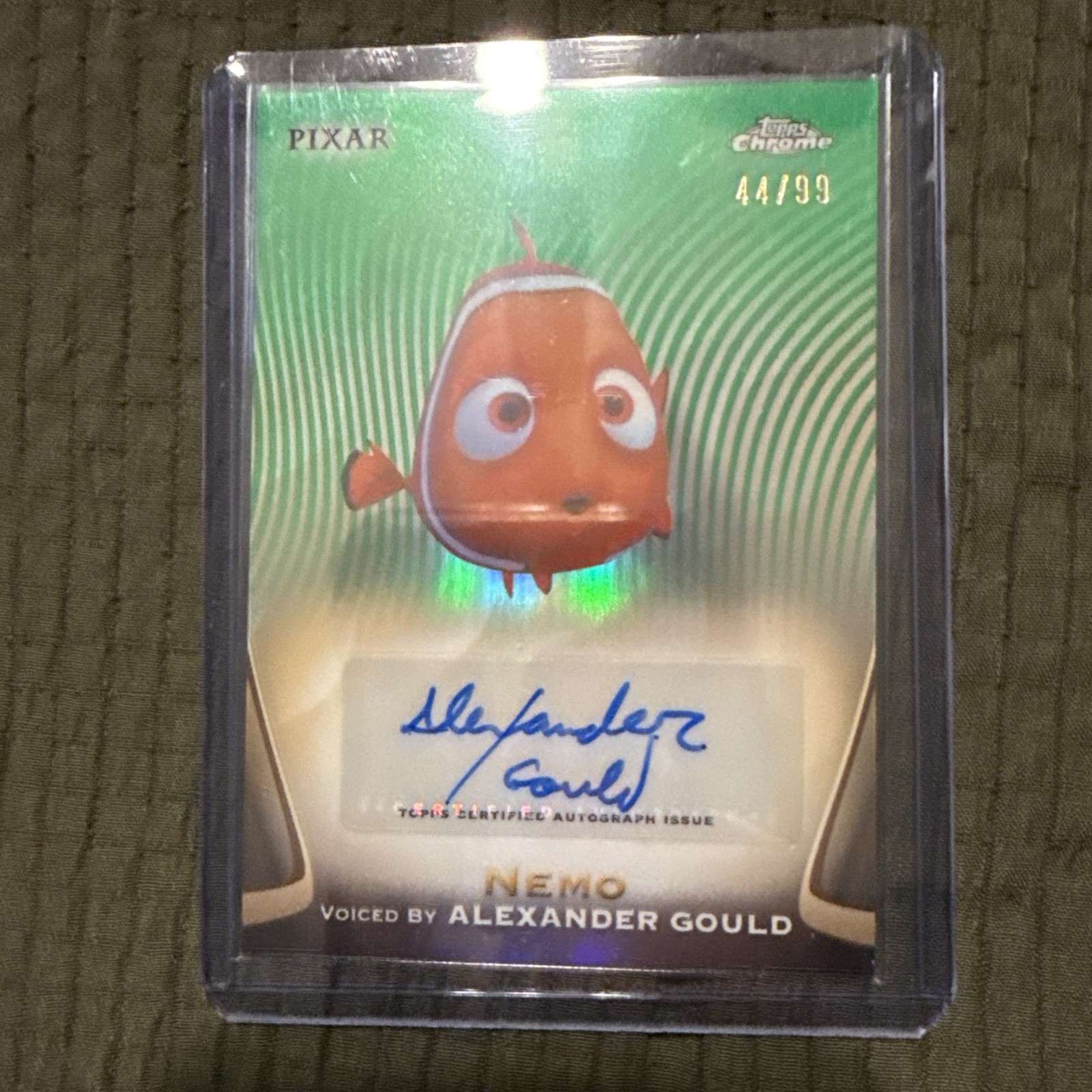 2025 Topps Chrome Disney NEMO Green Auto /99 Voice Actor Alexander Gould 2025 Topps Chrome Disney NEMO Green Auto /99 Voice Actor Alexander Gould
