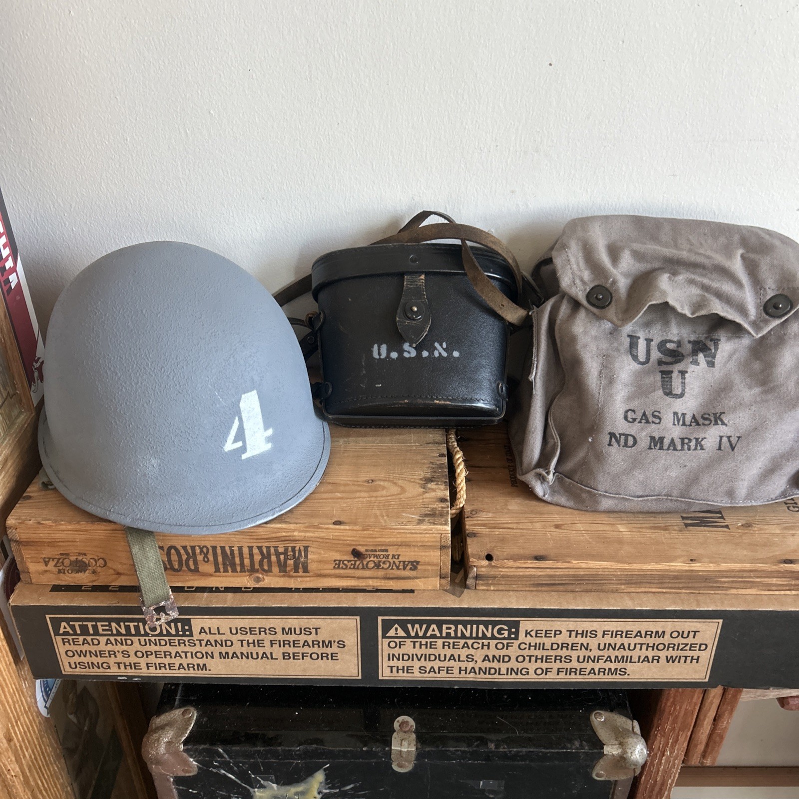 WW2 US NAVY M1 Helmet WW 2 Liner WW 2 Binoculars WW2 Gas Mask WW2 US NAVY M1 Helmet WW 2 Liner WW 2 Binoculars WW2 Gas Mask