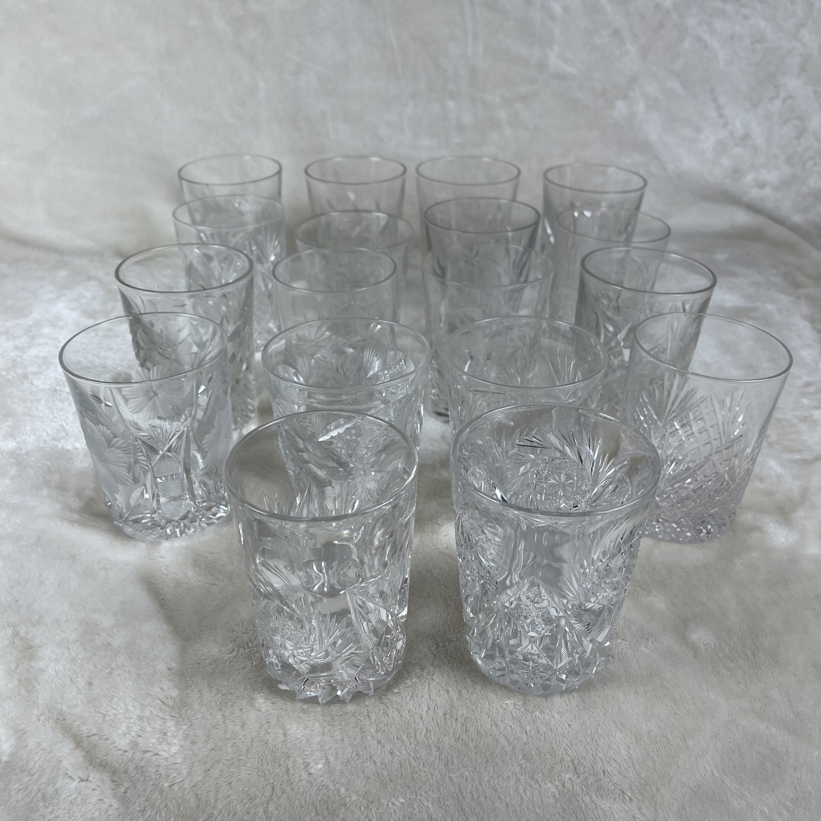 VTG Set of 18 Vintage American Brilliant ABP Cut Crystal Old Fashioned Glasses VTG Set of 18 Vintage American Brilliant ABP Cut Crystal Old Fashioned Glasses