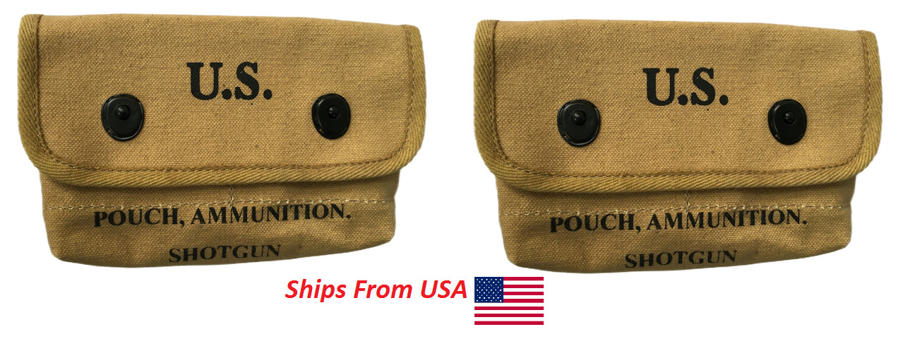 (PACK OF 2) U.S. WWII Shotgun Shell Pouch Khaki (PACK OF 2) U.S. WWII Shotgun Shell Pouch Khaki
