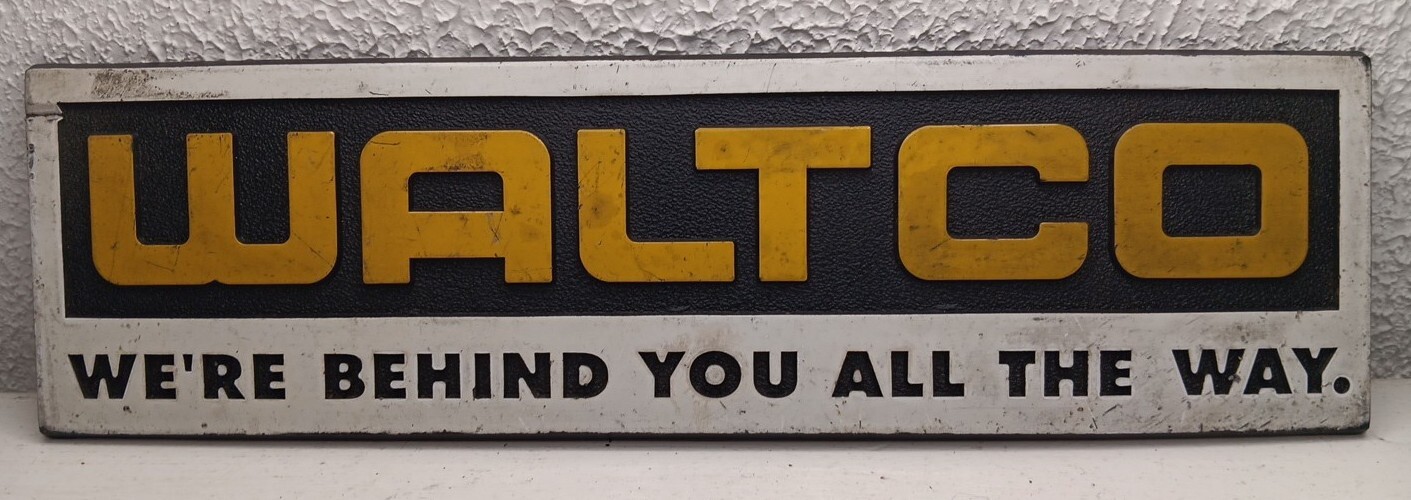 Vintage Waltco Plastic Sign Plaque We\'re Behind You All The Way 10\ Vintage Waltco Plastic Sign Plaque We\'re Behind You All The Way 10\