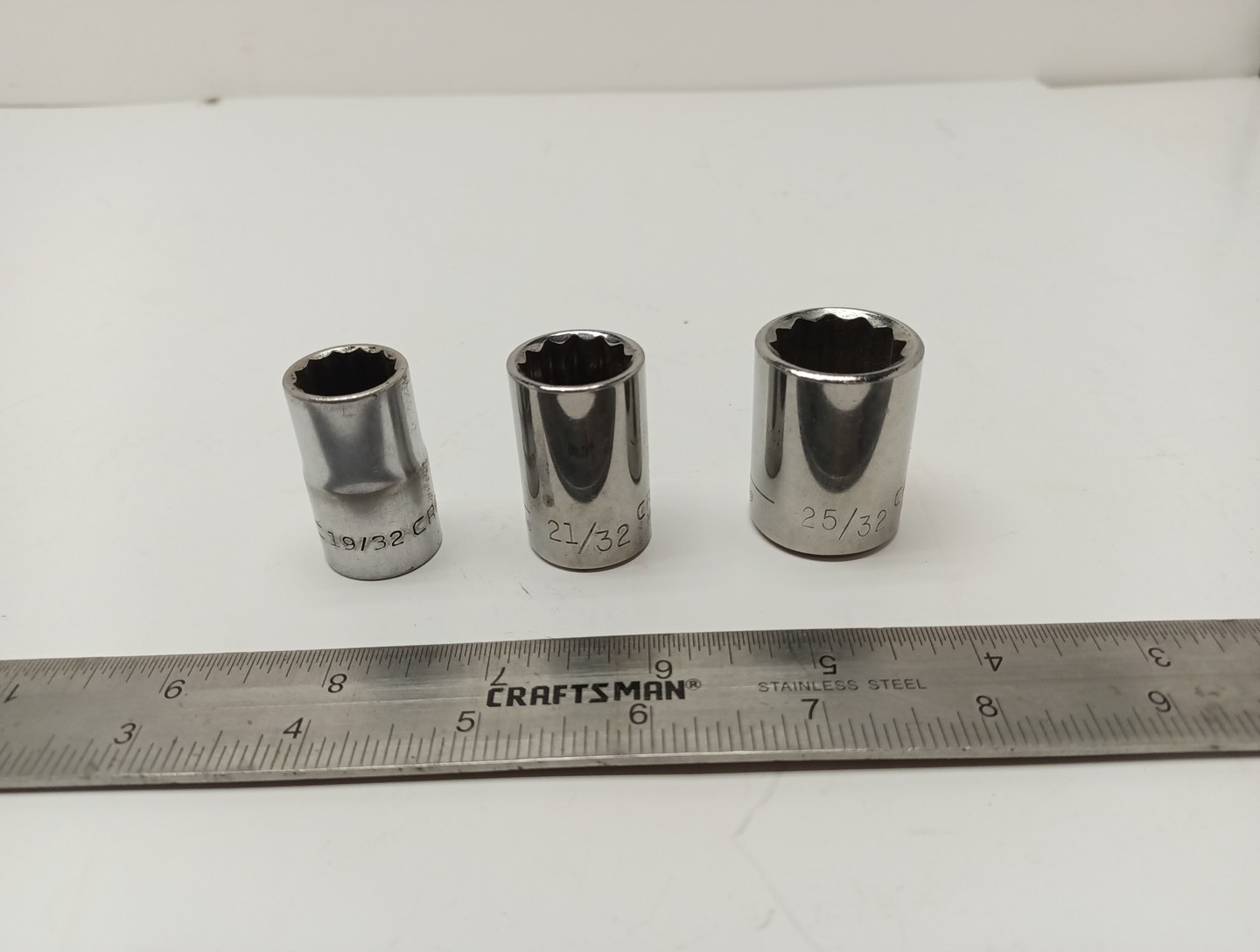 Vintage Craftsman  1/2 Drive Sockets  RARE  25/32. - 21/32 - 19/32   =V= , G 