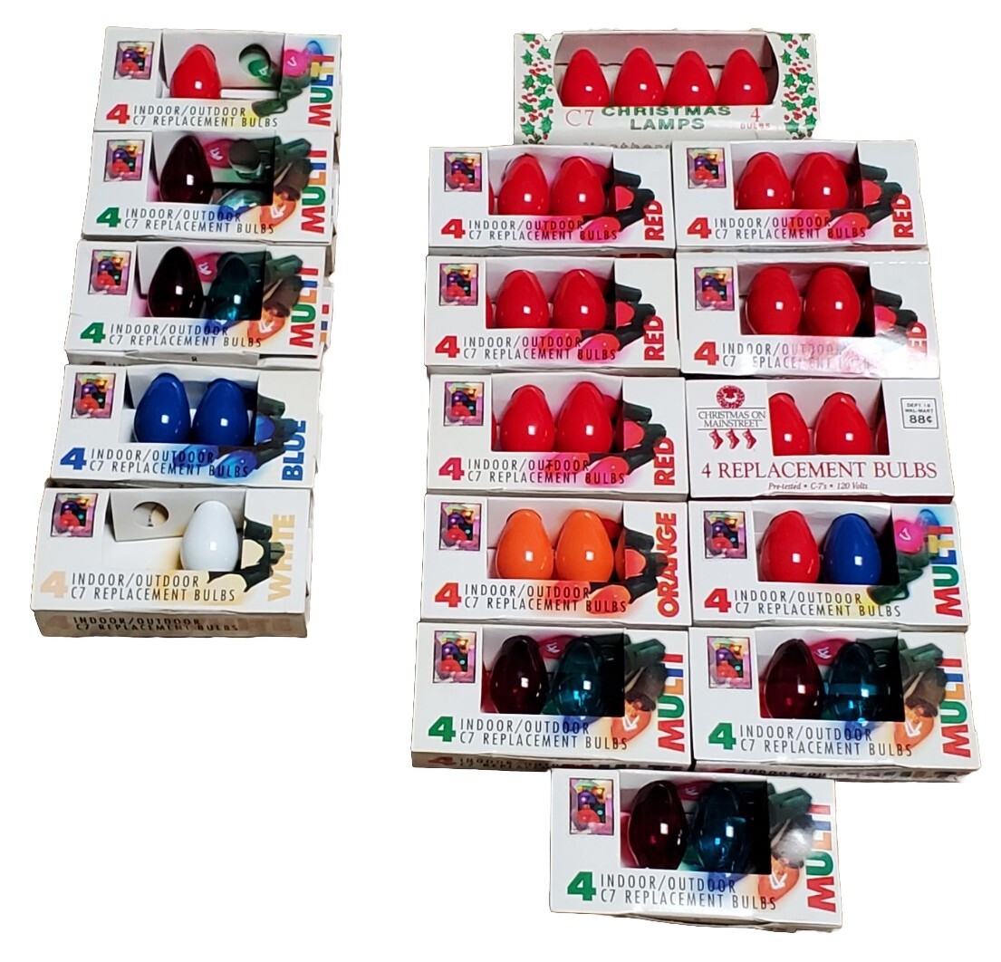 VTG 1990's C7 Replacement Christmas Light Bulbs, Multiple Colors LOT 17 - READ VTG 1990's C7 Replacement Christmas Light Bulbs, Multiple Colors LOT 17 - READ