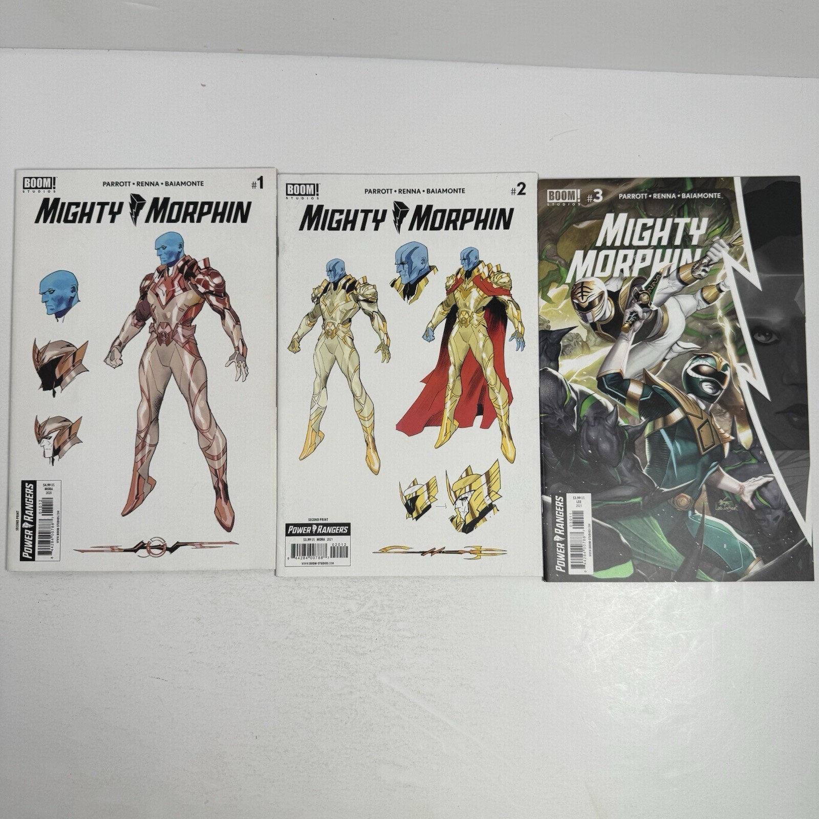 Mighty Morphin Power Rangers #1 #2 #3 Comic Lot BOOM Studios Parrott Renna