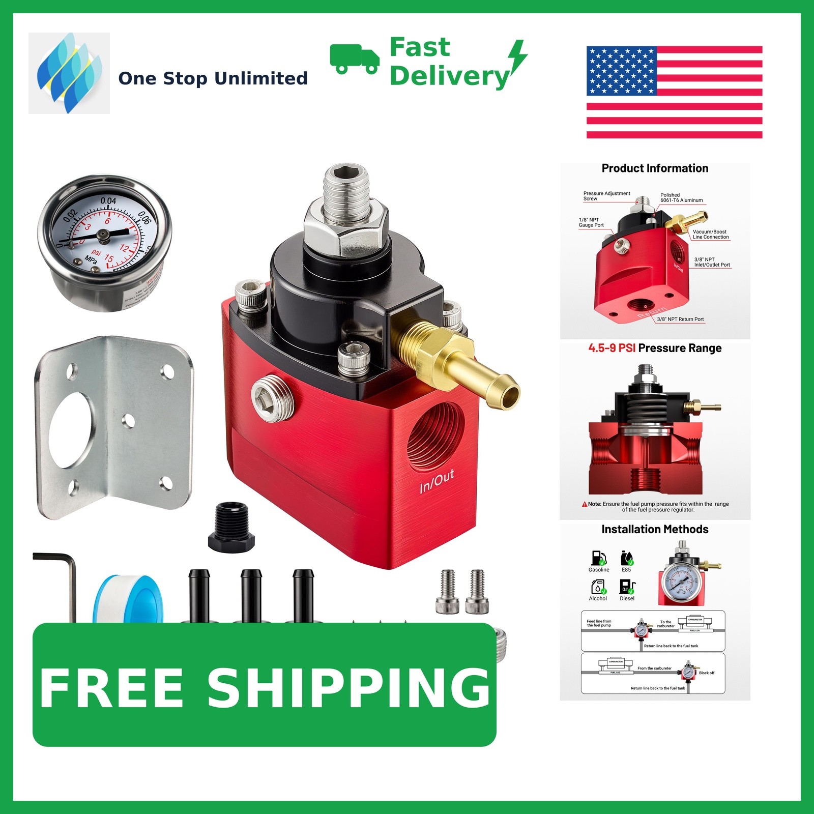 EVIL ENERGY Fuel Pressure Regulator Red EVIL ENERGY Fuel Pressure Regulator Red