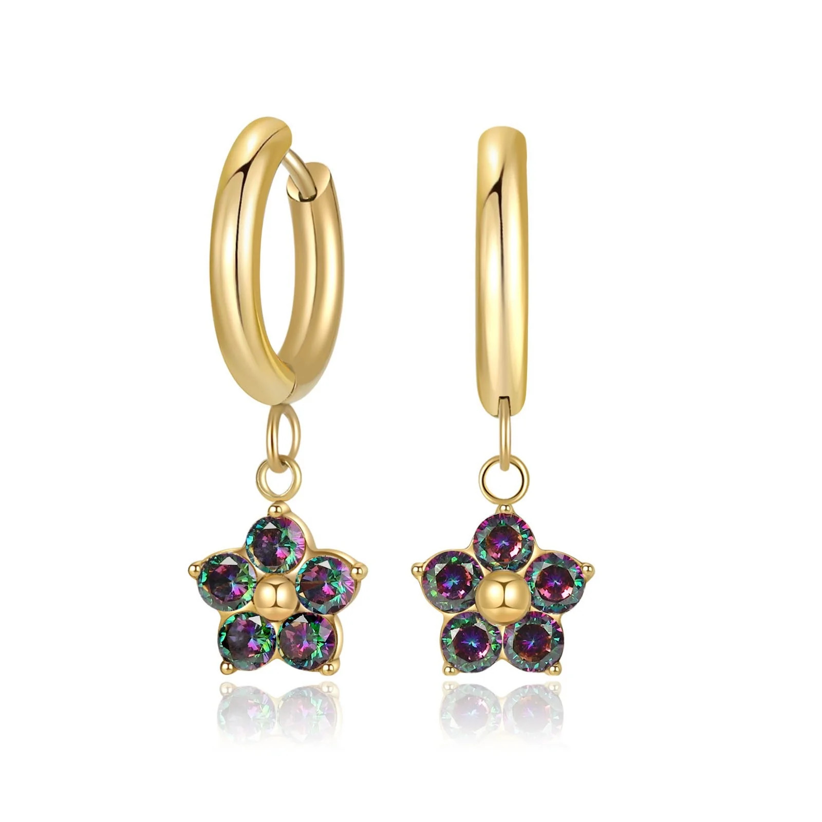 1 Pair Simple Style Classic Style Flower Inlay 304Stainless Steel Zircon Drop
