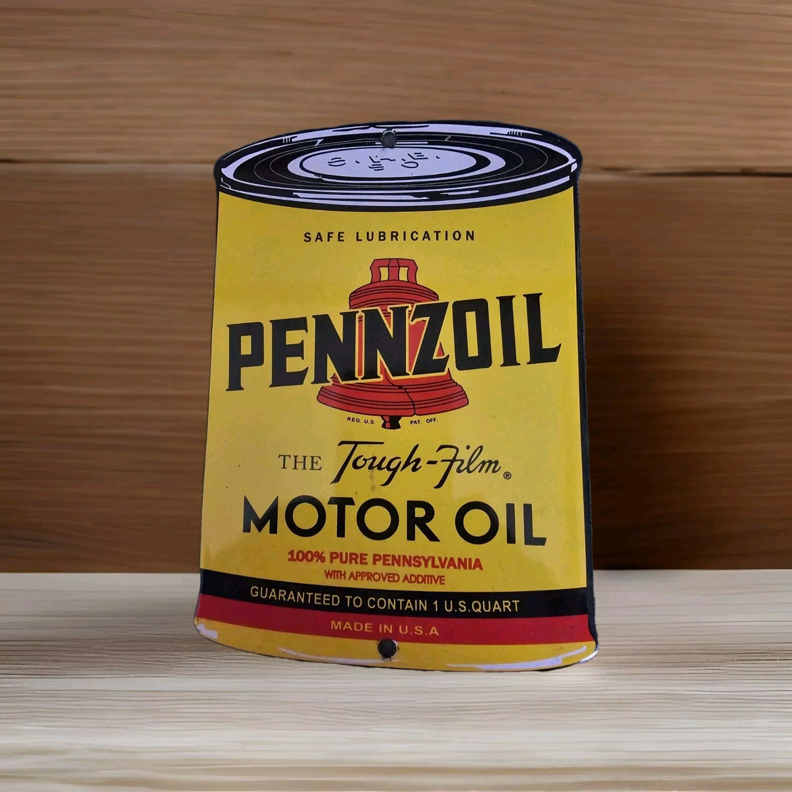 NICE VINTAGE PENNZOIL MOTOR OIL CAN PORCELAIN GAS PUMP SIGN 