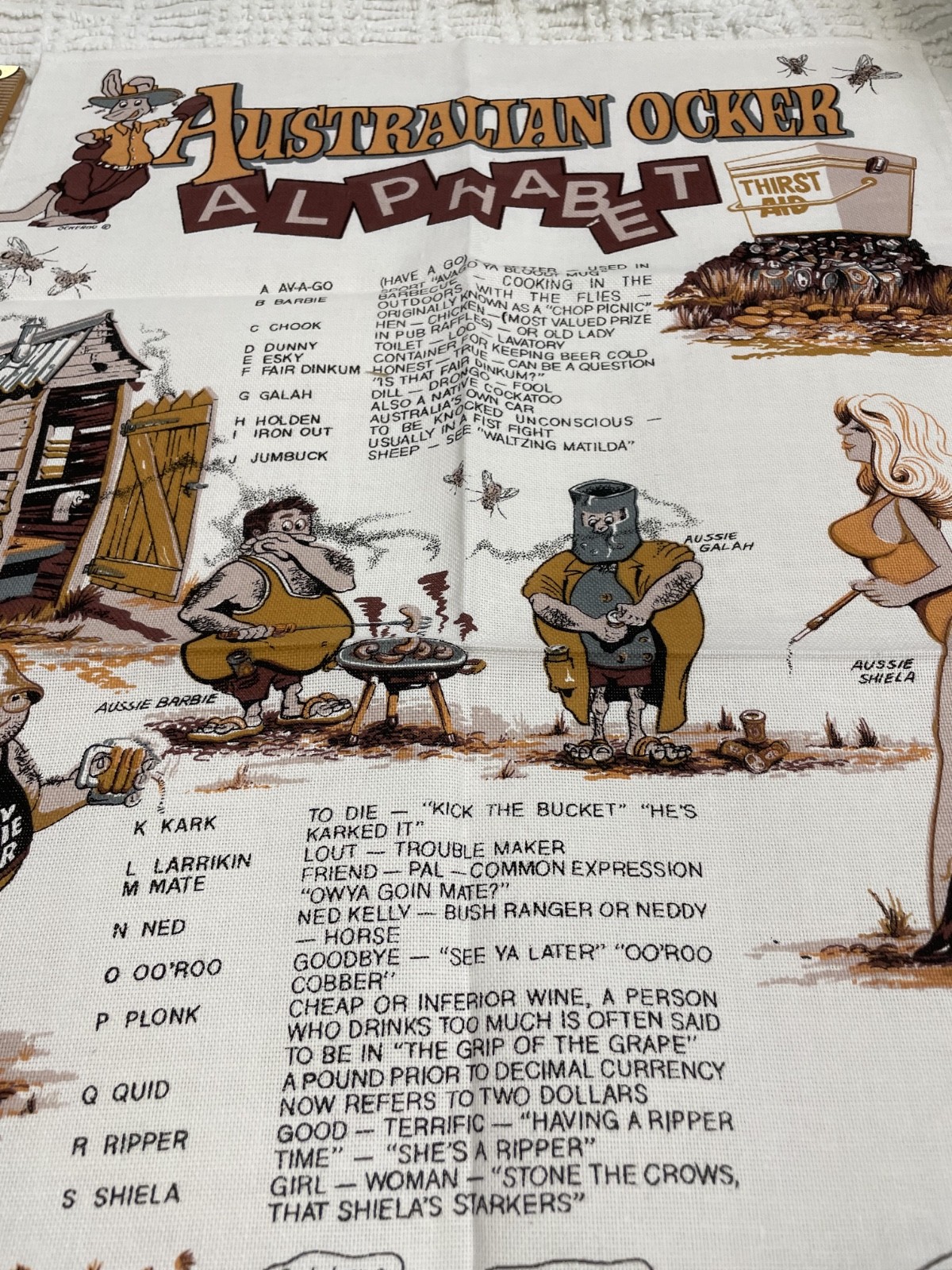 Vintage NOS “Australian Ocker Alphabet” Souvenir Cotton Kitchen Tea Towel