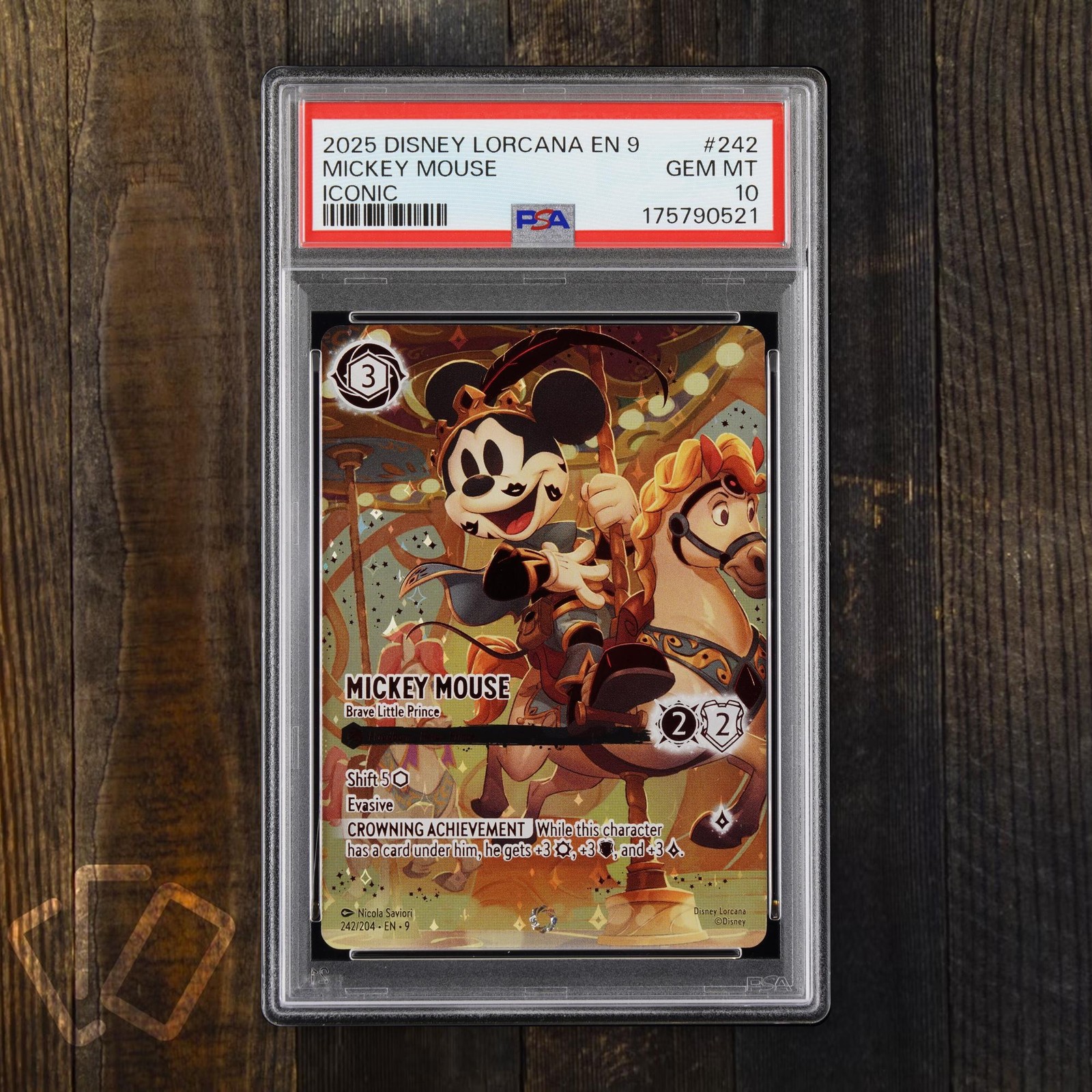 Mickey Mouse Brave Little Prince 2025 Disney Lorcana EN 9-Fabled Iconic PSA 10 Mickey Mouse Brave Little Prince 2025 Disney Lorcana EN 9-Fabled Iconic PSA 10