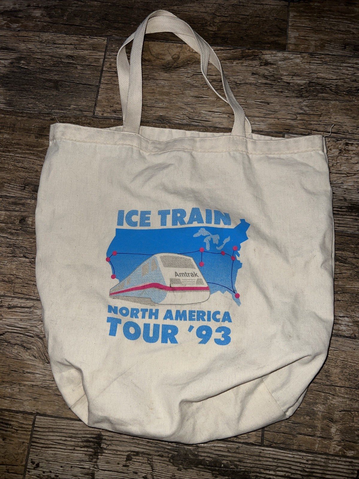 Vintage 1993 tour North America ice train Amtrak canvas bag Vintage 1993 tour North America ice train Amtrak canvas bag