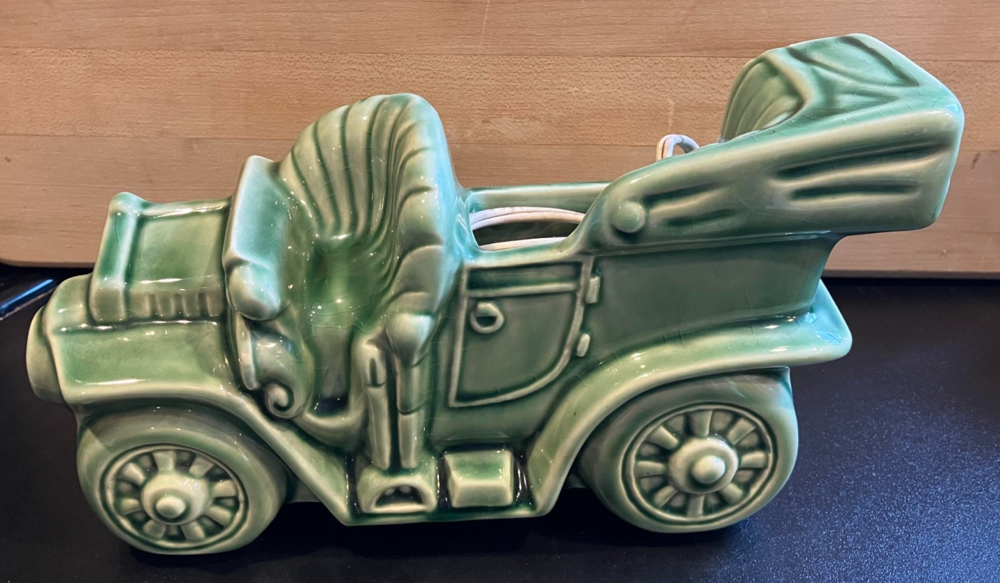 VTG Car MCM TV Lamp & Planter Buckingham Ceramics Green Model T Working 9.75” VTG Car MCM TV Lamp & Planter Buckingham Ceramics Green Model T Working 9.75”