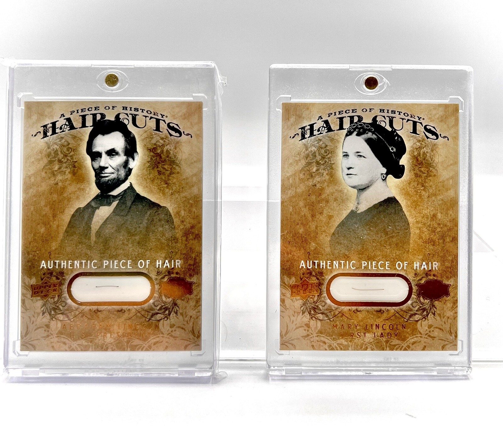 2008 Upper Deck Hair Cuts Abraham Lincoln Mary Lincoln Set And Redemption Card 2008 Upper Deck Hair Cuts Abraham Lincoln Mary Lincoln Set And Redemption Card