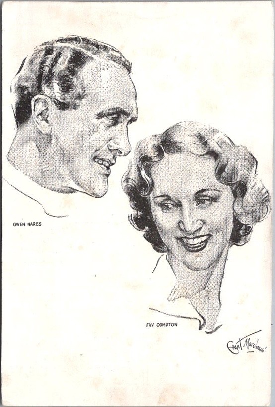 1930s LONDON England Play Ad Postcard Owen Nares & Fay Compton in ROBERT\'S WIFE