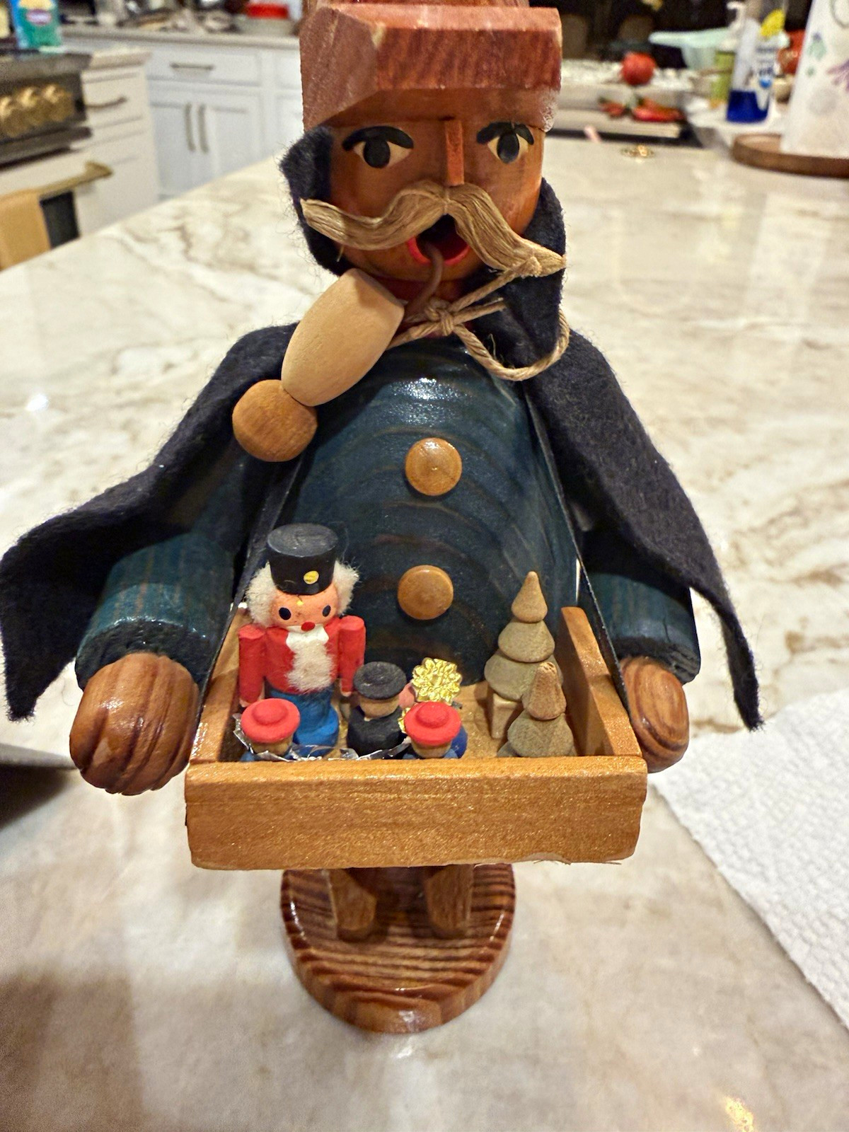 Vintage Expertic Erzgebirge Toy Vendor Wood incense Smoker GDR Germany 7” Vintage Expertic Erzgebirge Toy Vendor Wood incense Smoker GDR Germany 7”