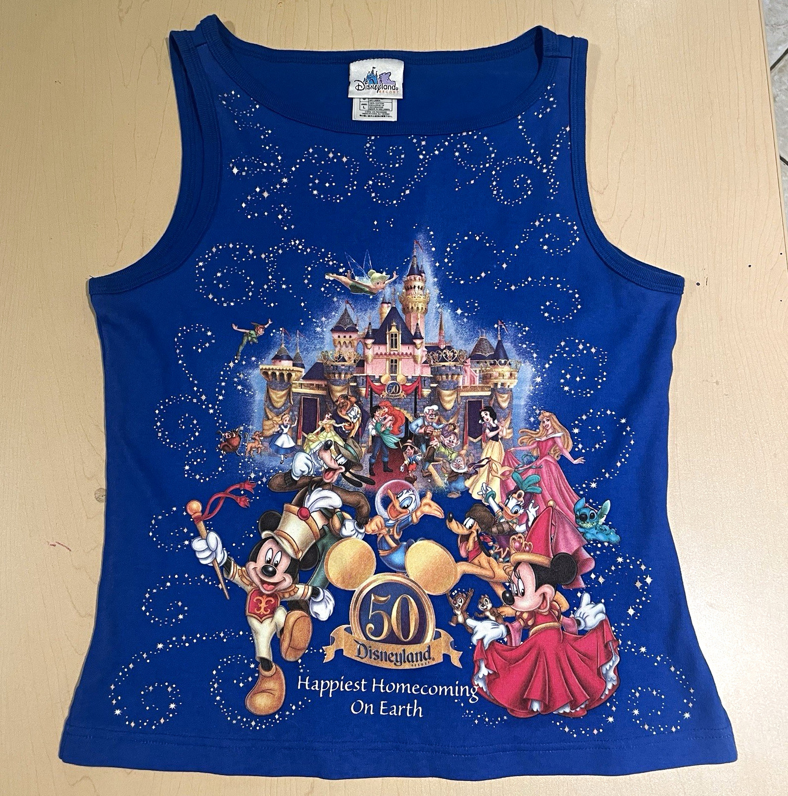 Disneyland Resort Disney Blue Tank Top L Disneyland 50th Anniversary Homecoming