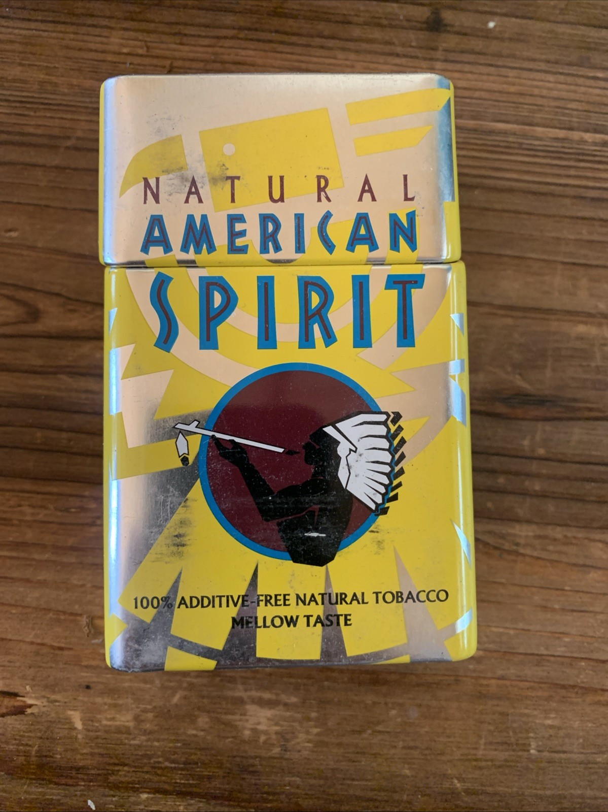 Yellow American Spirit Vintage Hinged Cigarette Tin