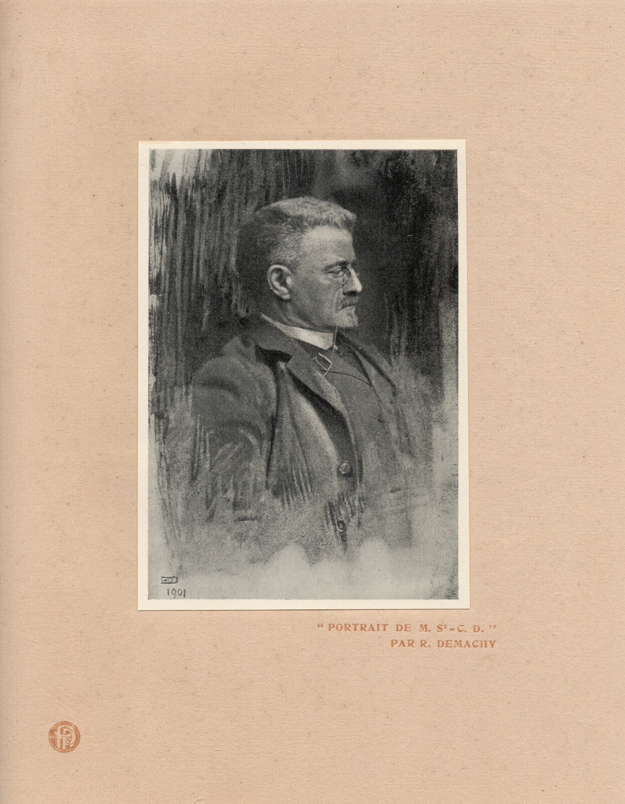 ROBERT DEMACHY, Portrait Original 1903 Tipped-in Halftone Plate French Pictorial