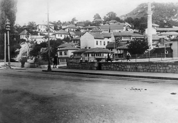 Sarajevo Street scenery on the right a minaret 1910 OLD PHOTO Sarajevo Street scenery on the right a minaret 1910 OLD PHOTO