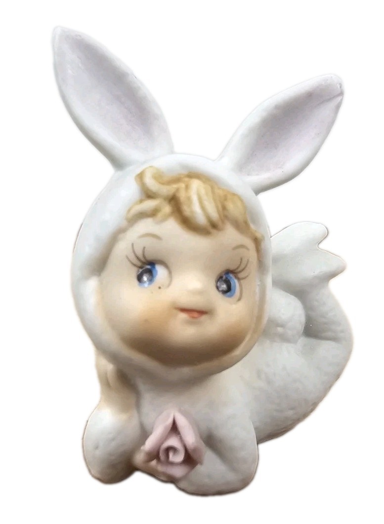 Vtg MCM Lefton Bisque Anthropomorphic Bunny Like Girl Figurine Japan Kitsch 2\