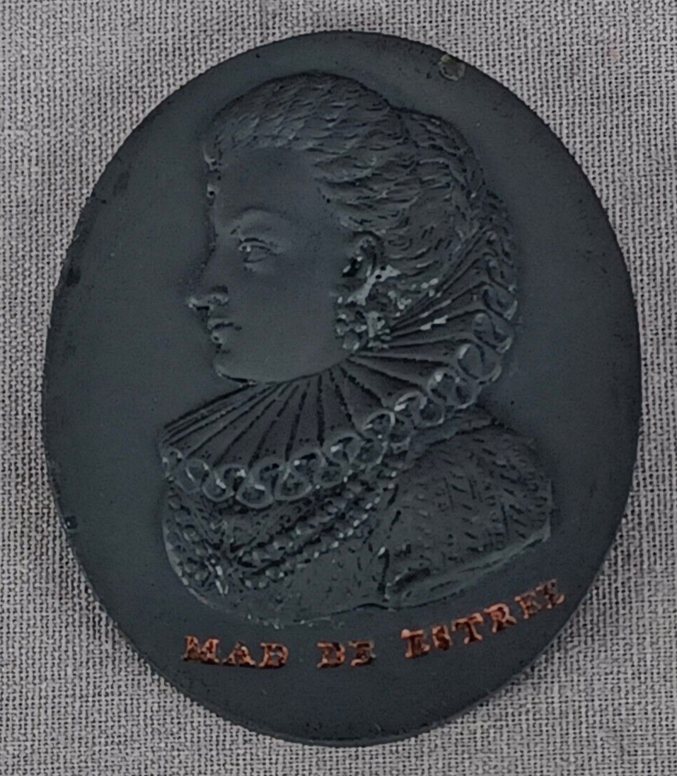 Wedgwood Madame De Estree Black Basalt Portrait Medallion Plaque C.1780-1795