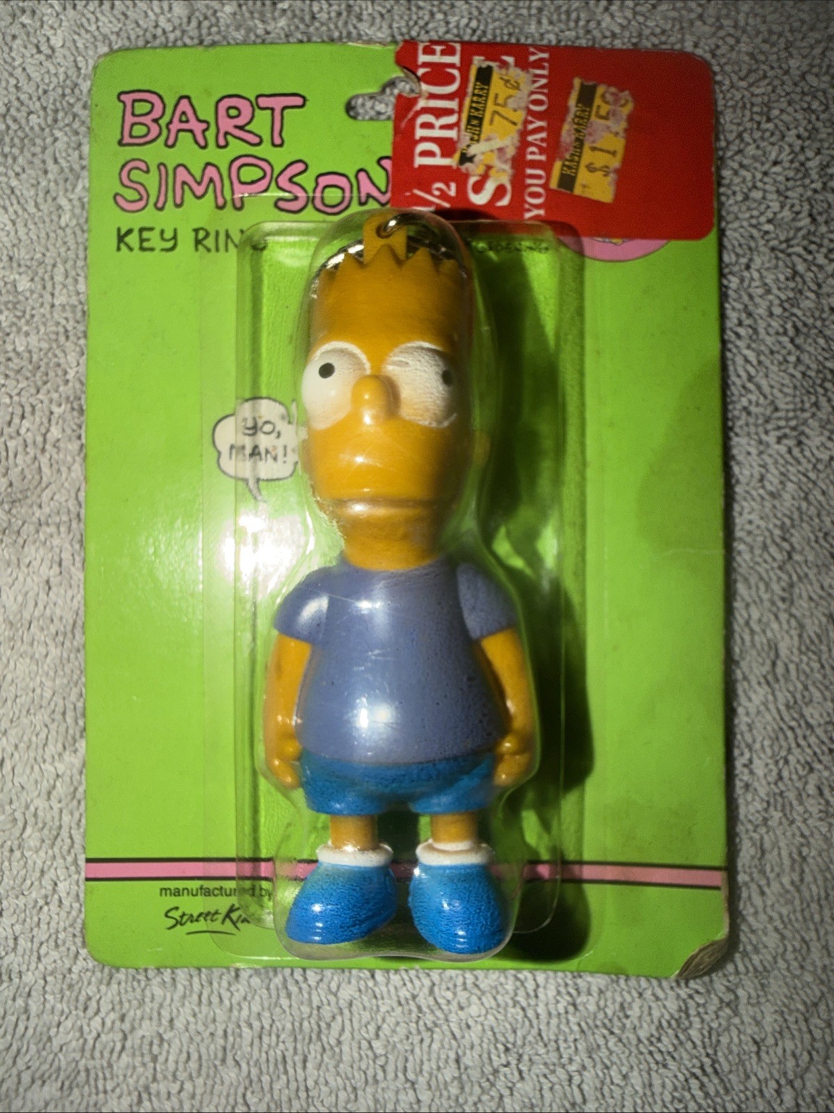 VINTAGE 1990 The Simpsons BART SIMPSON Key Ring Blue Shirt Sealed Keychain (c1) VINTAGE 1990 The Simpsons BART SIMPSON Key Ring Blue Shirt Sealed Keychain (c1)