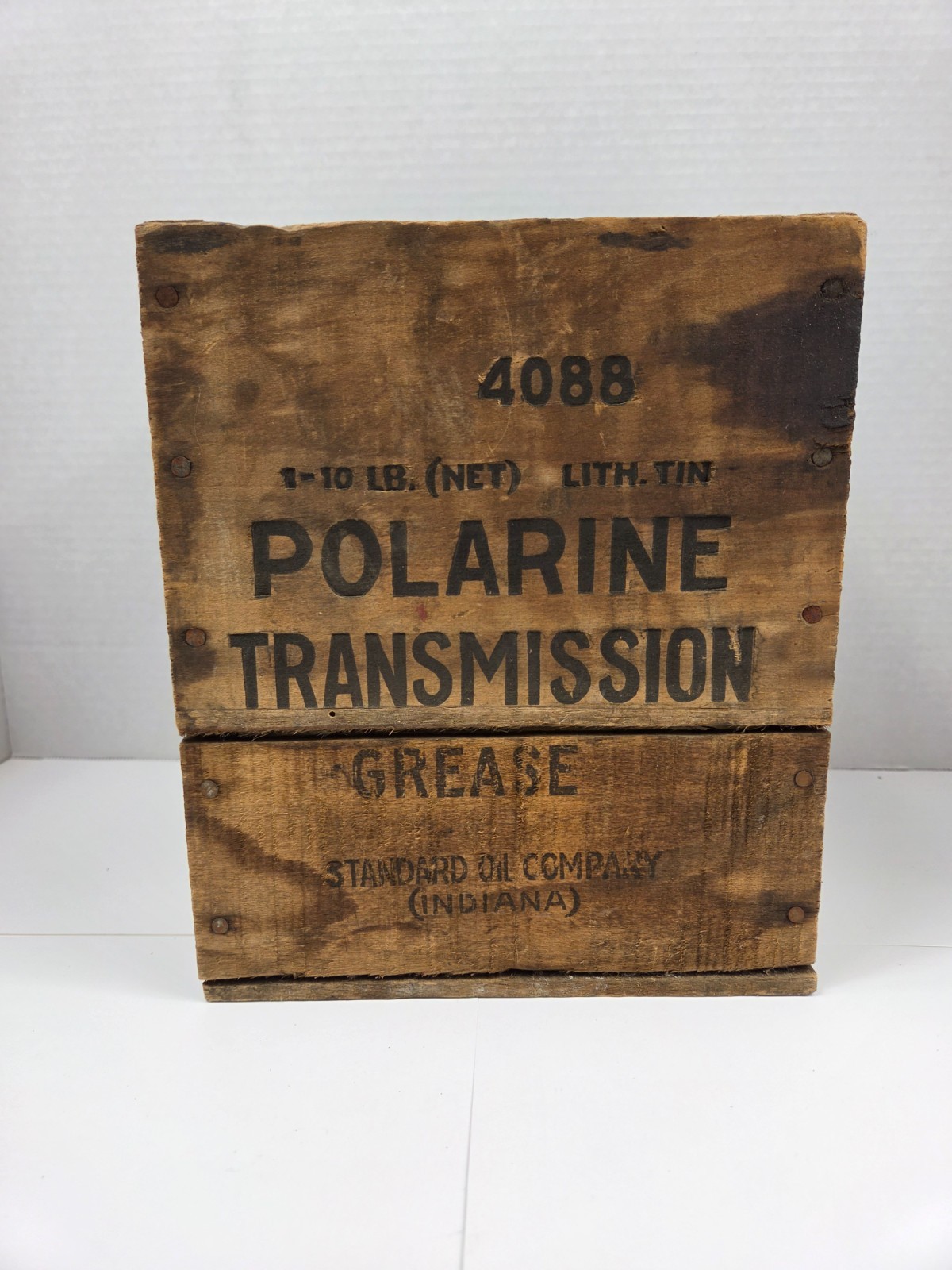 Antique Standard Oil Polarine Transmission Grease Wooden Crate
