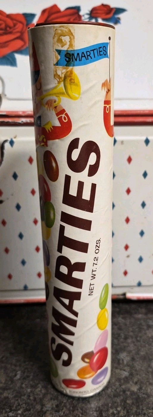 Vintage Empty Smarties Candy 8.5 inch Long Tube With Lid, 1950s Excellent Cond Vintage Empty Smarties Candy 8.5 inch Long Tube With Lid, 1950s Excellent Cond