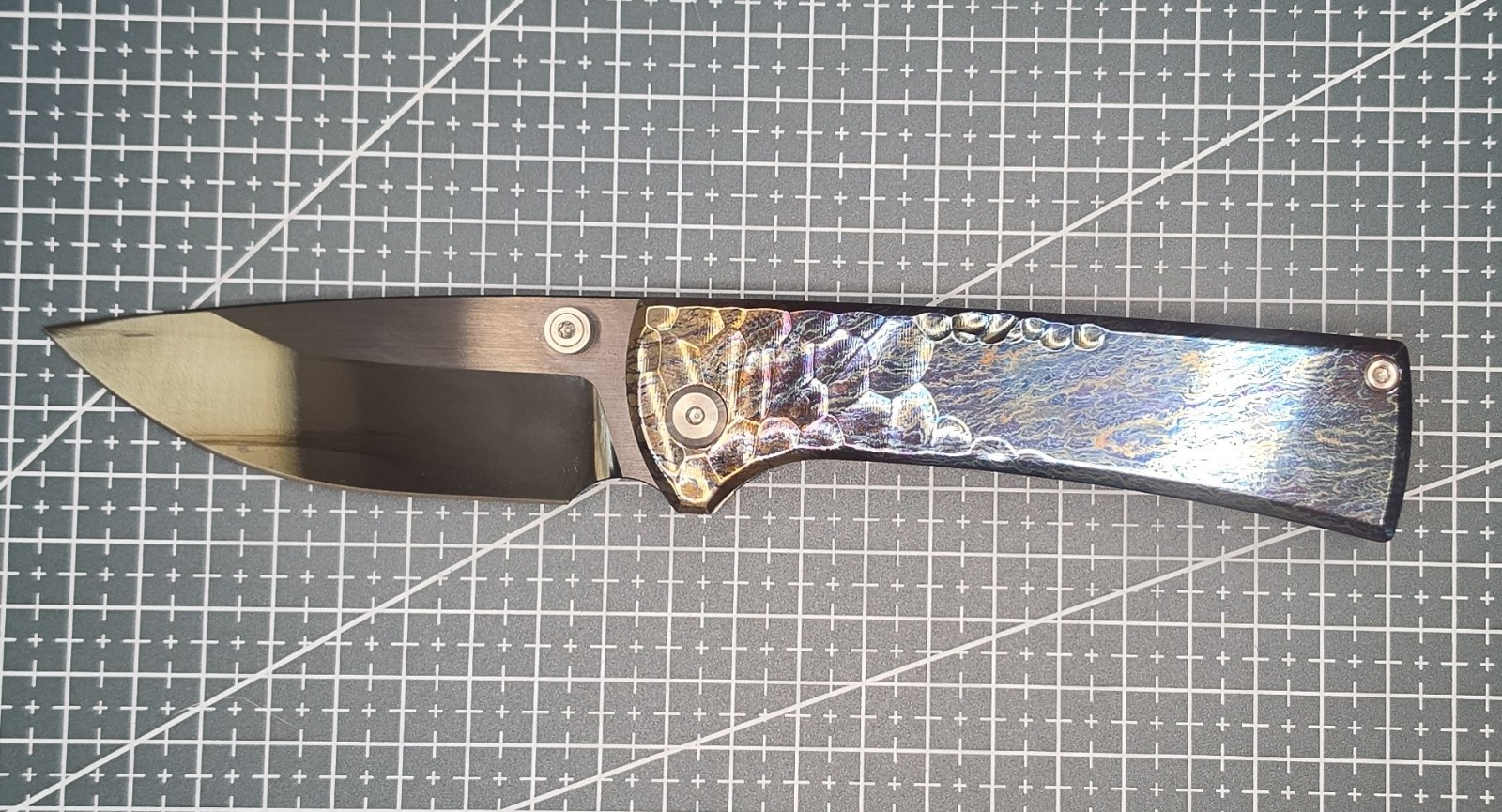 Chaves RCK9 M390 PVD coated blade titanium sculpted handle customized knife Chaves RCK9 M390 PVD coated blade titanium sculpted handle customized knife