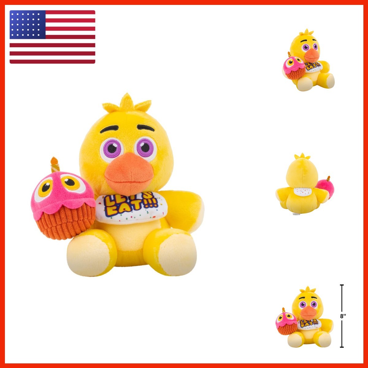 Jazwares Five Nights at Freddy's Classic Chica Plush 8-Inch Glow-in-Dark Eyes