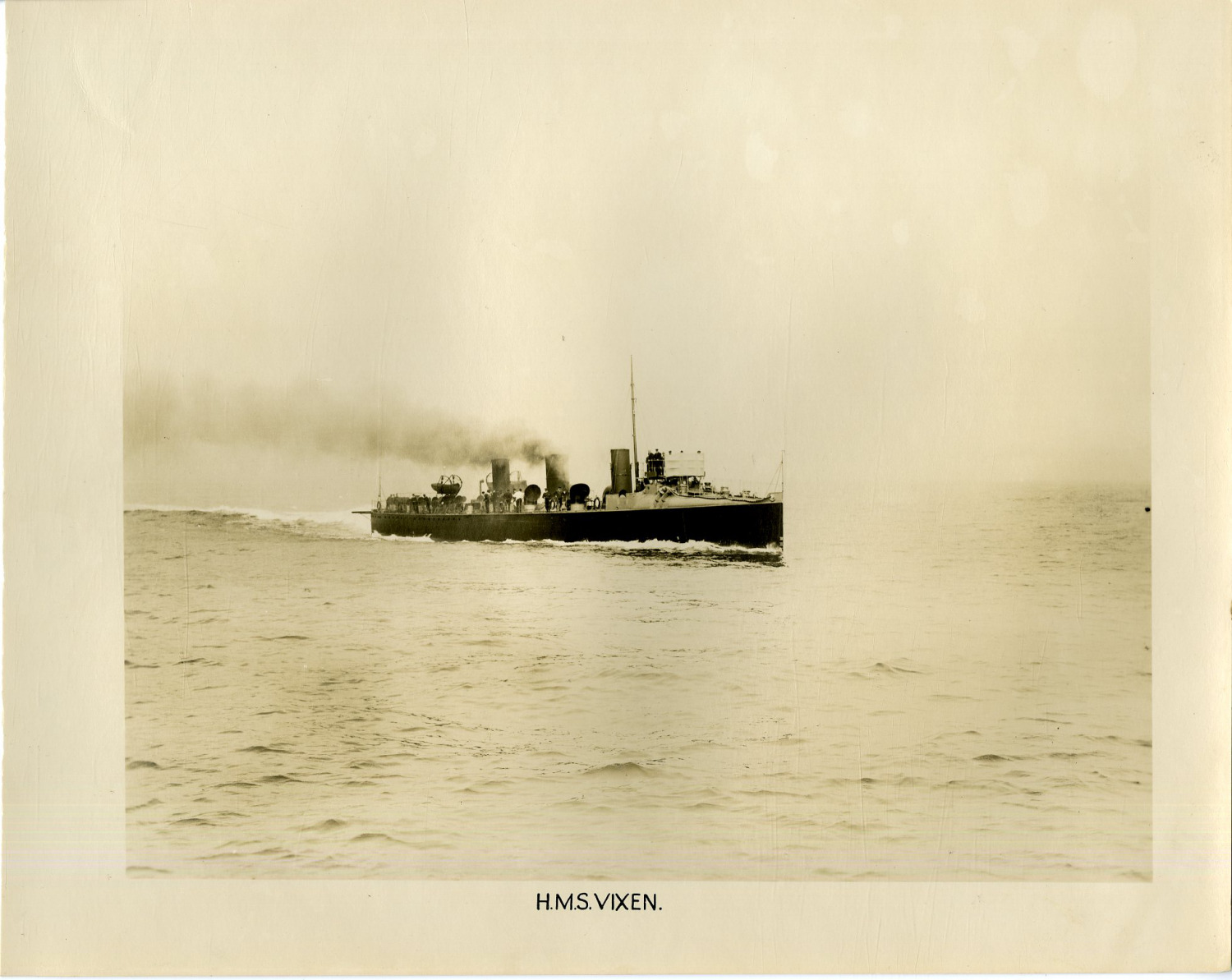 British Royal Navy, Ship H.M.S. Vixen Vintage Silver Print. Vintage ship. Navir