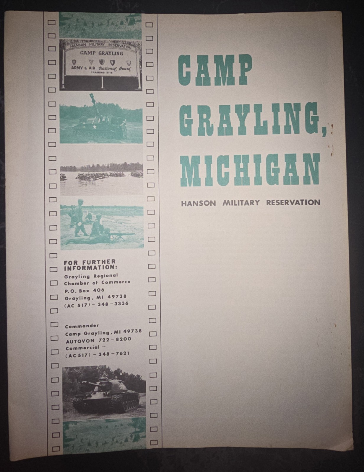 Camp Grayling Michigan Hanson Military Reservation Vintage Manual Paperback Camp Grayling Michigan Hanson Military Reservation Vintage Manual Paperback