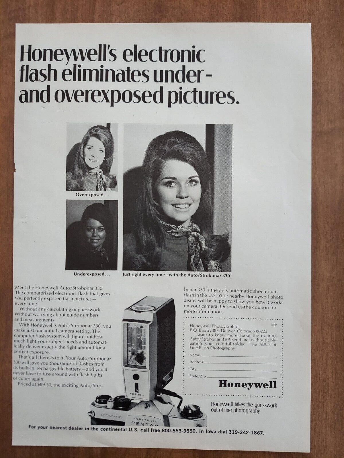 Honeywell 1970 Vintage Print Ad Electronic Flash Photography