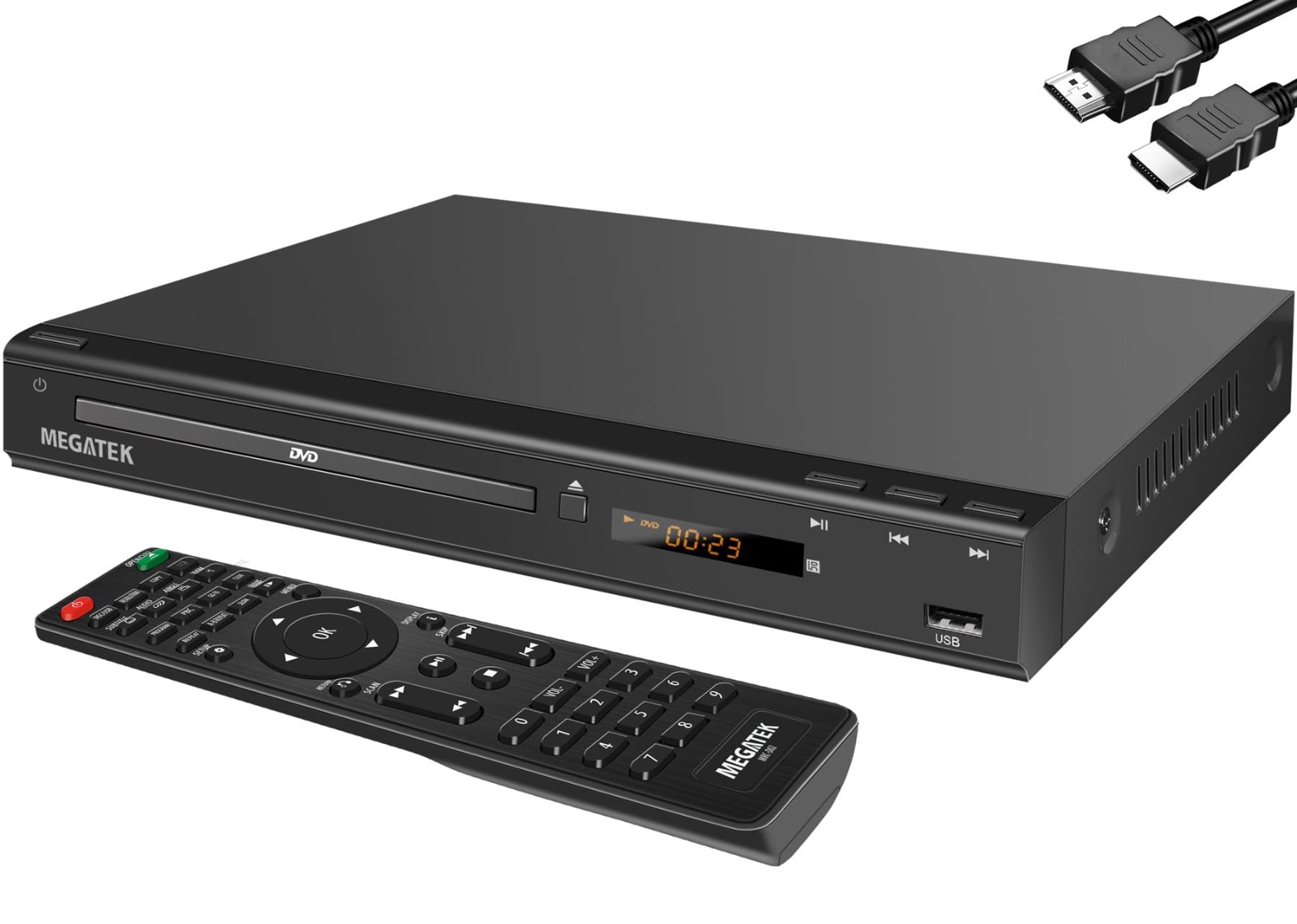 MEGATEK Region-Free HDMI DVD Player for TV, Compact CD/DVD Player for Smart TV,