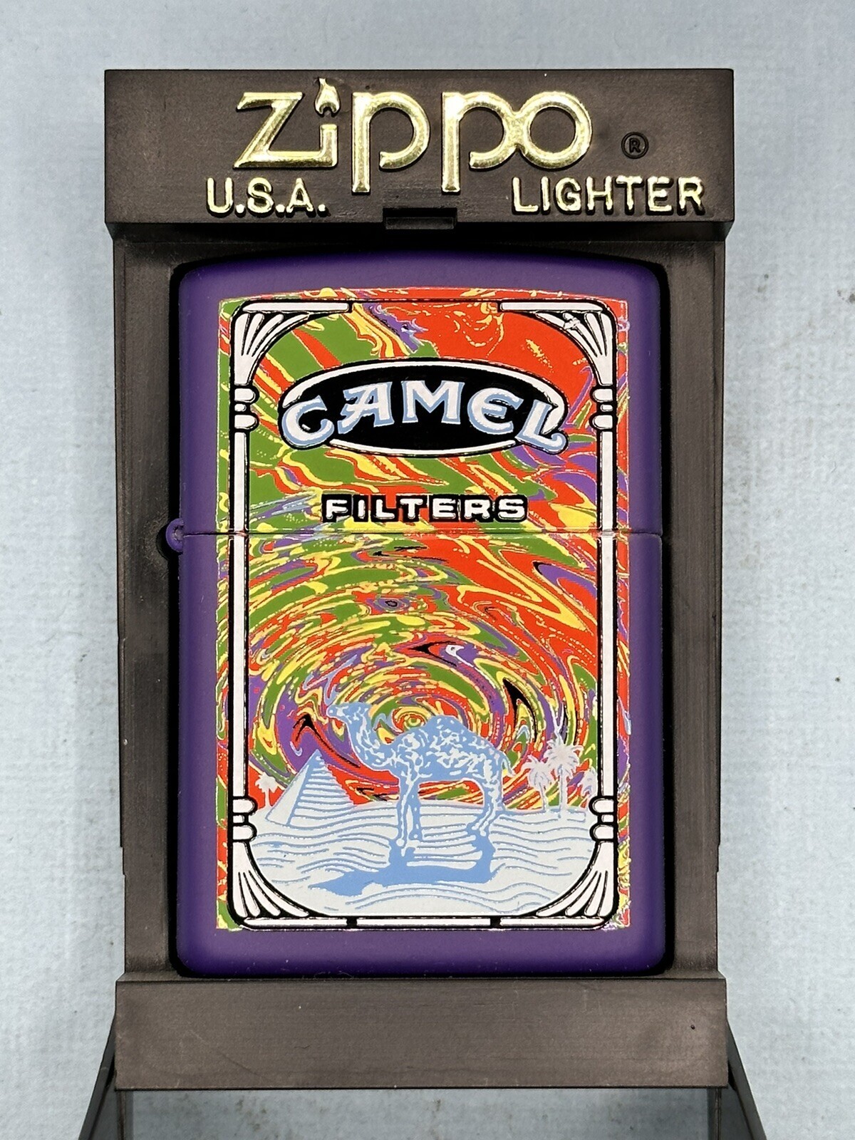 1999 Camel Psychedelic Dust Storm Purple Matte Zippo Lighter NEW Exclusive 1999 Camel Psychedelic Dust Storm Purple Matte Zippo Lighter NEW Exclusive