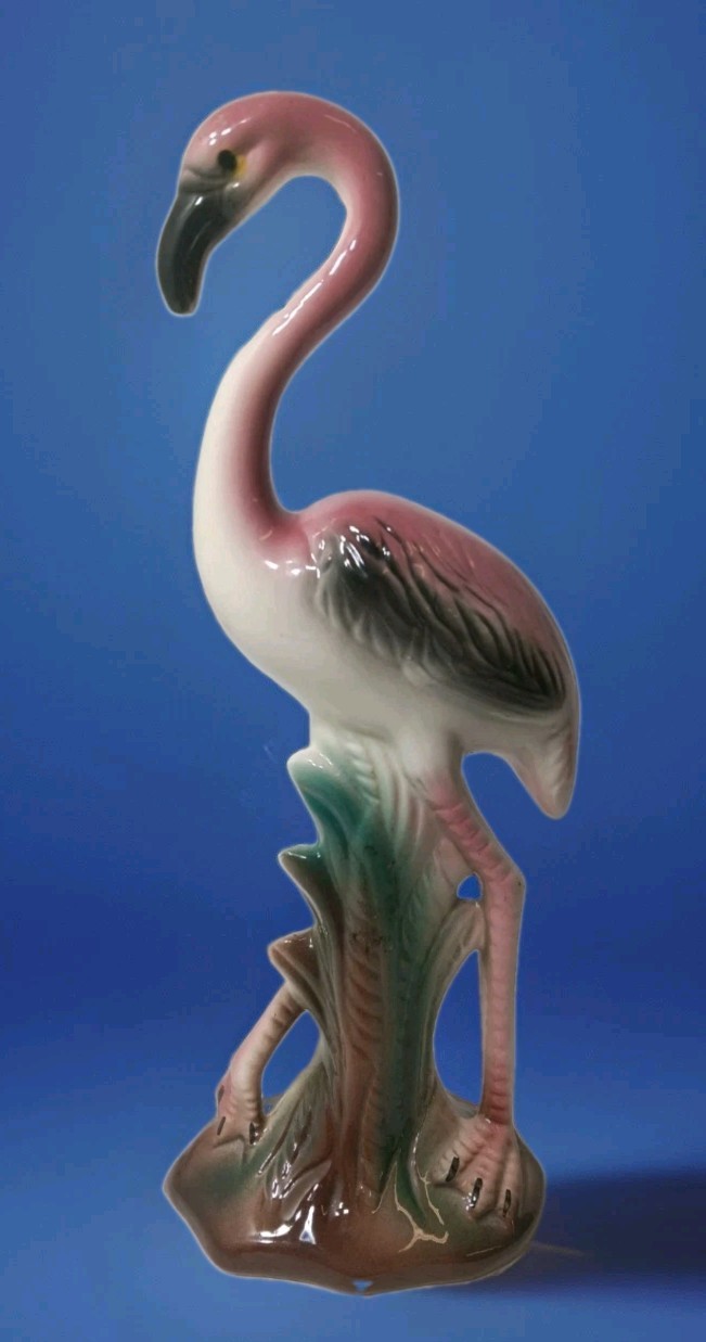 Vtg 1950s Ceramic Brad Keeler Style Pink Flamingo Figurine 10” MCM Beachy FL Vtg 1950s Ceramic Brad Keeler Style Pink Flamingo Figurine 10” MCM Beachy FL