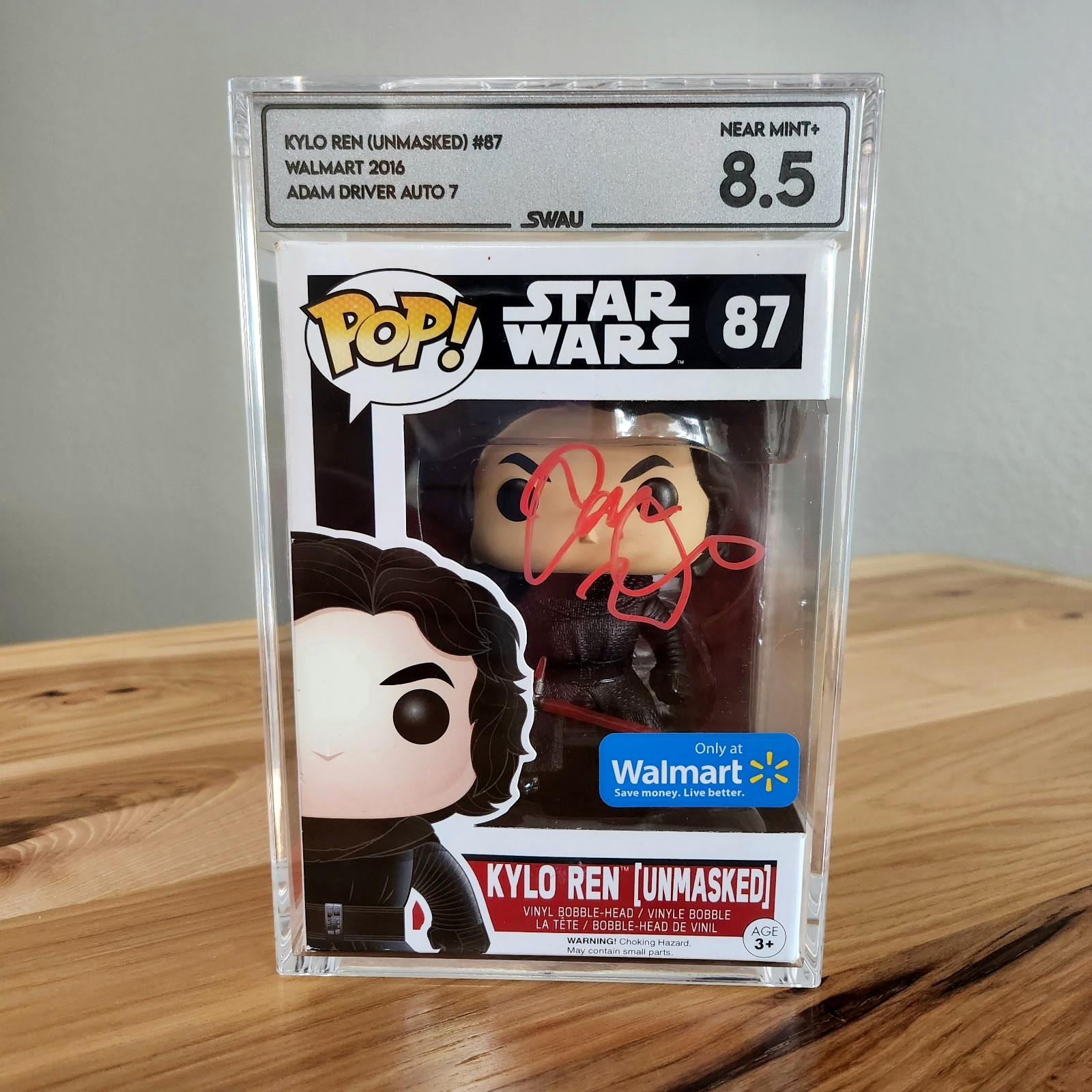⭐STAR WARS GRADED 8.5 Near Mint+ Funko: Adam Driver signed KYLO REN 87 LOA+COAx3