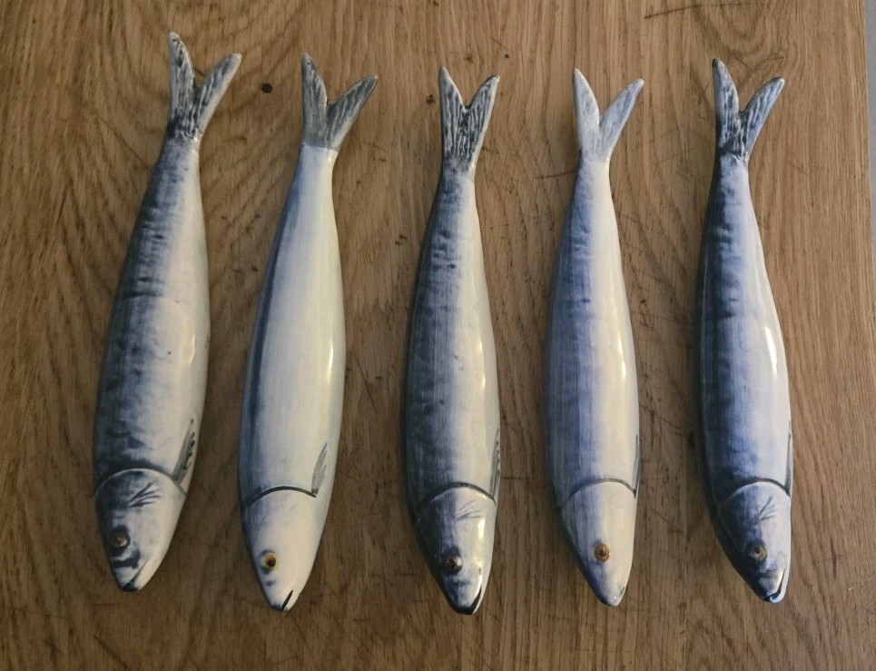 Rare Andrea by Sadek Jay Willfred Hand Painted Fish Sardines Figurines Set of 5
