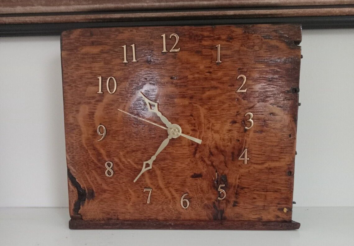 Handmade Reclaimed wood Clock. Wood from a 1760s grandfather clock