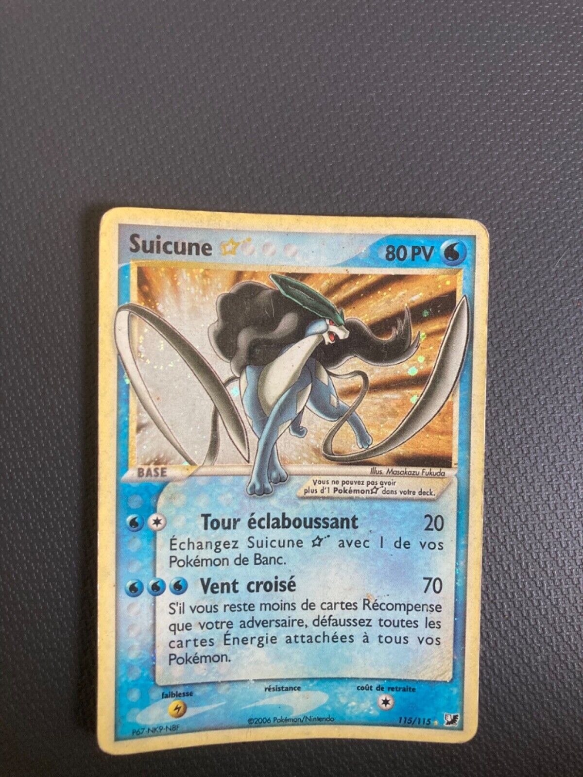 2006 Pokemon Card Suicune Star 115/115 Holographic Ultra Rare in FRENCH