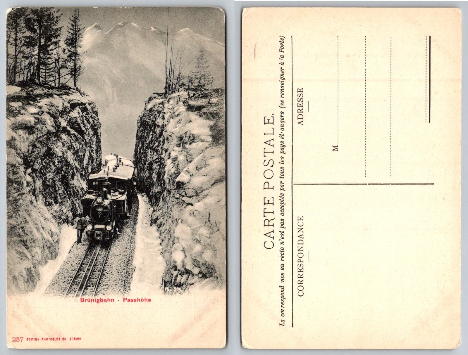 Brünigbahn Passhöhe Switzerland Mountain Railway Postcard