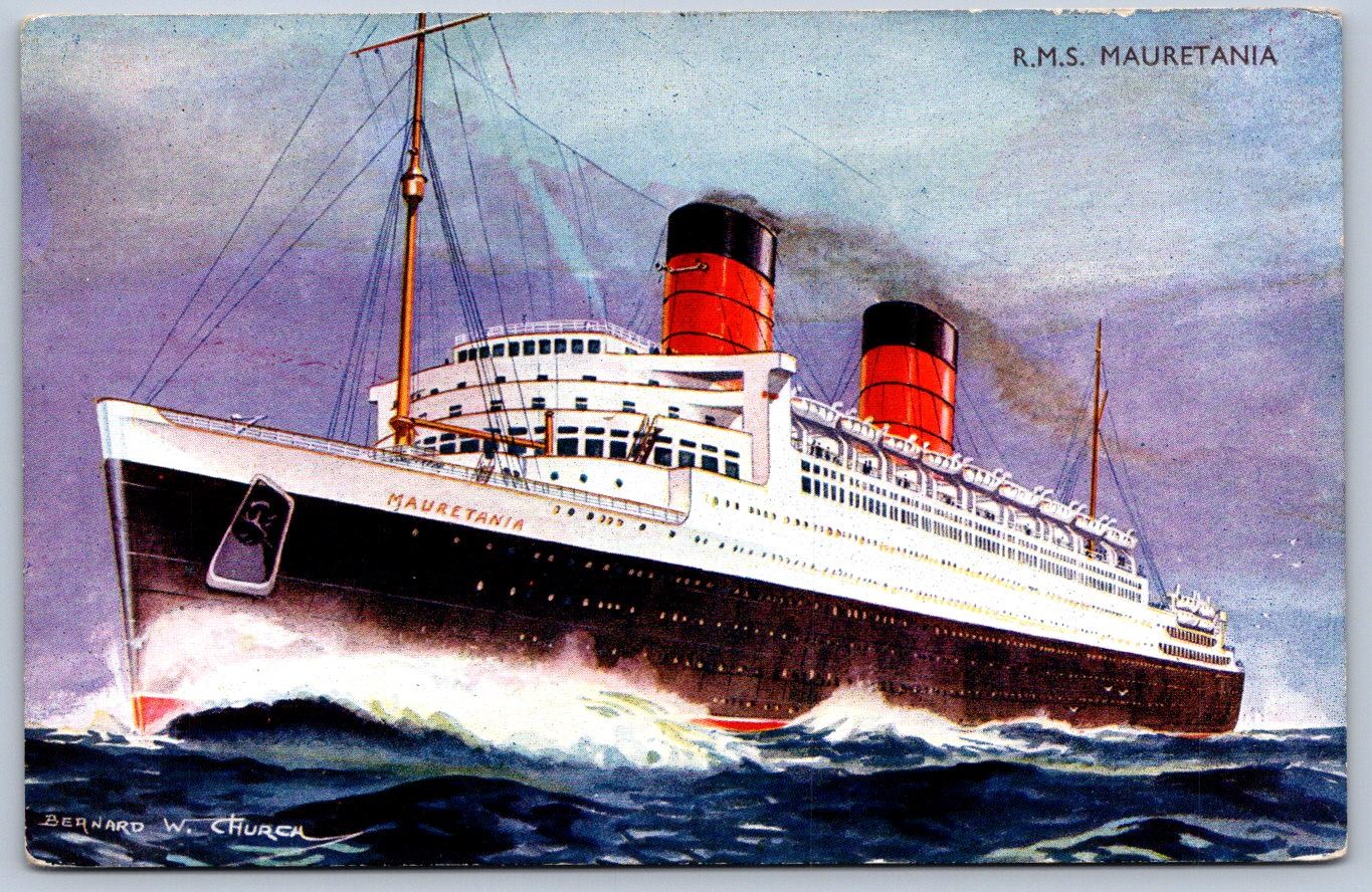 K50/ Ship Postcard c1910 R.M.S. Mauretania Ocean Liner Great Britian 254