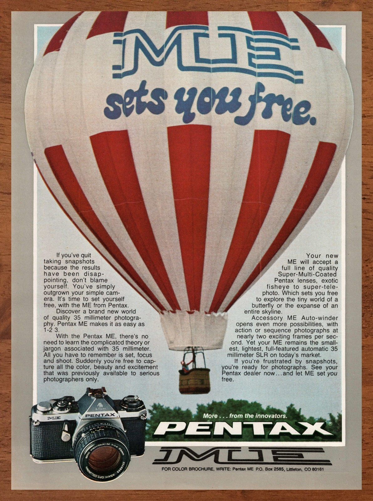 1978 Pentax ME Camera Vintage Print Ad/Poster 70s Retro Man Cave Pop Art Décor 